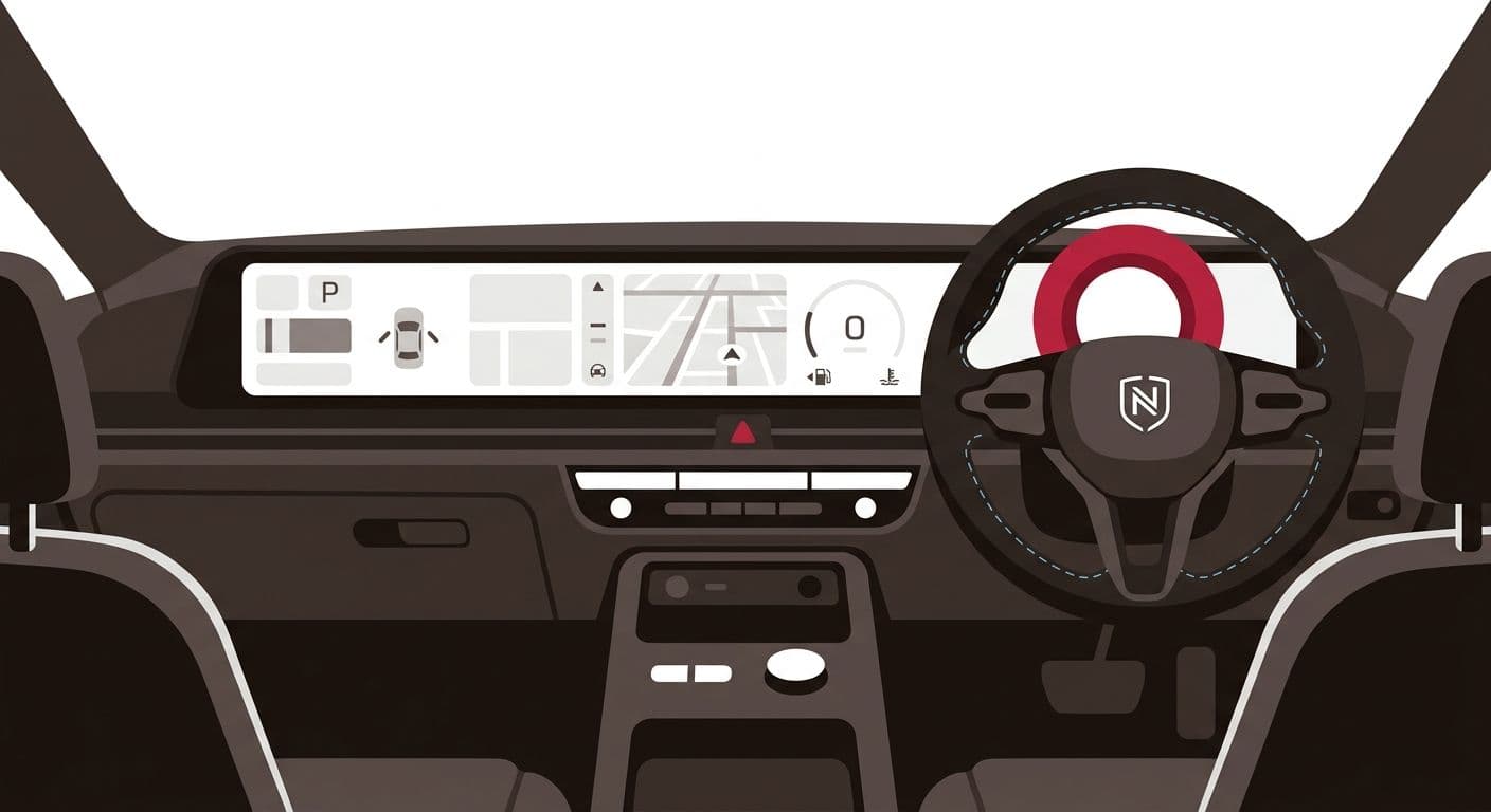 Hyundai IONIQ 5 N steering wheel and dashboard. Electric Vehicle EV ...