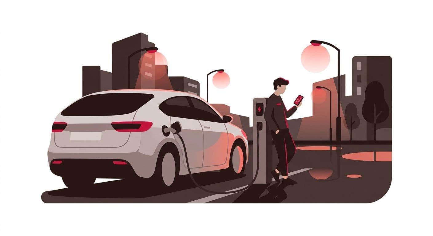 Close-up modern EV Car recharging battery from EV charging machine on ...