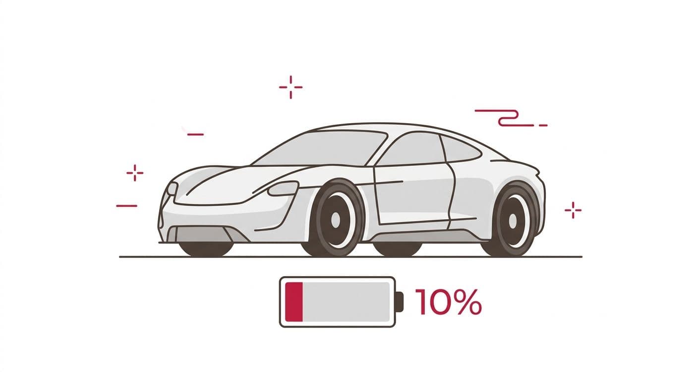 Electric Vehicle on low battery power, smart information EV charging ...